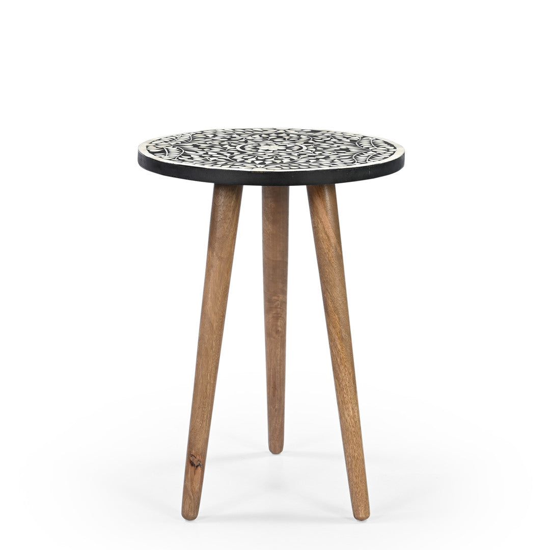 Nilgiri bone inlay end table-End table-Parc Decor