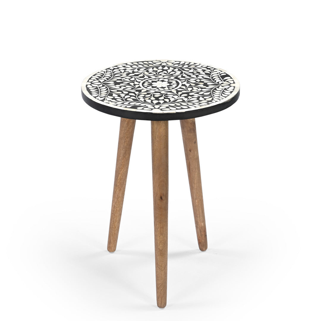 Nilgiri bone inlay end table-End table-Parc Decor