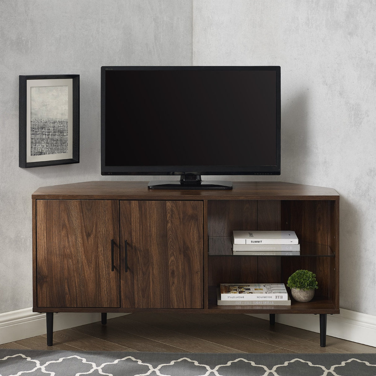 Nora Corner TV Stand-Entertainment-Parc Decor