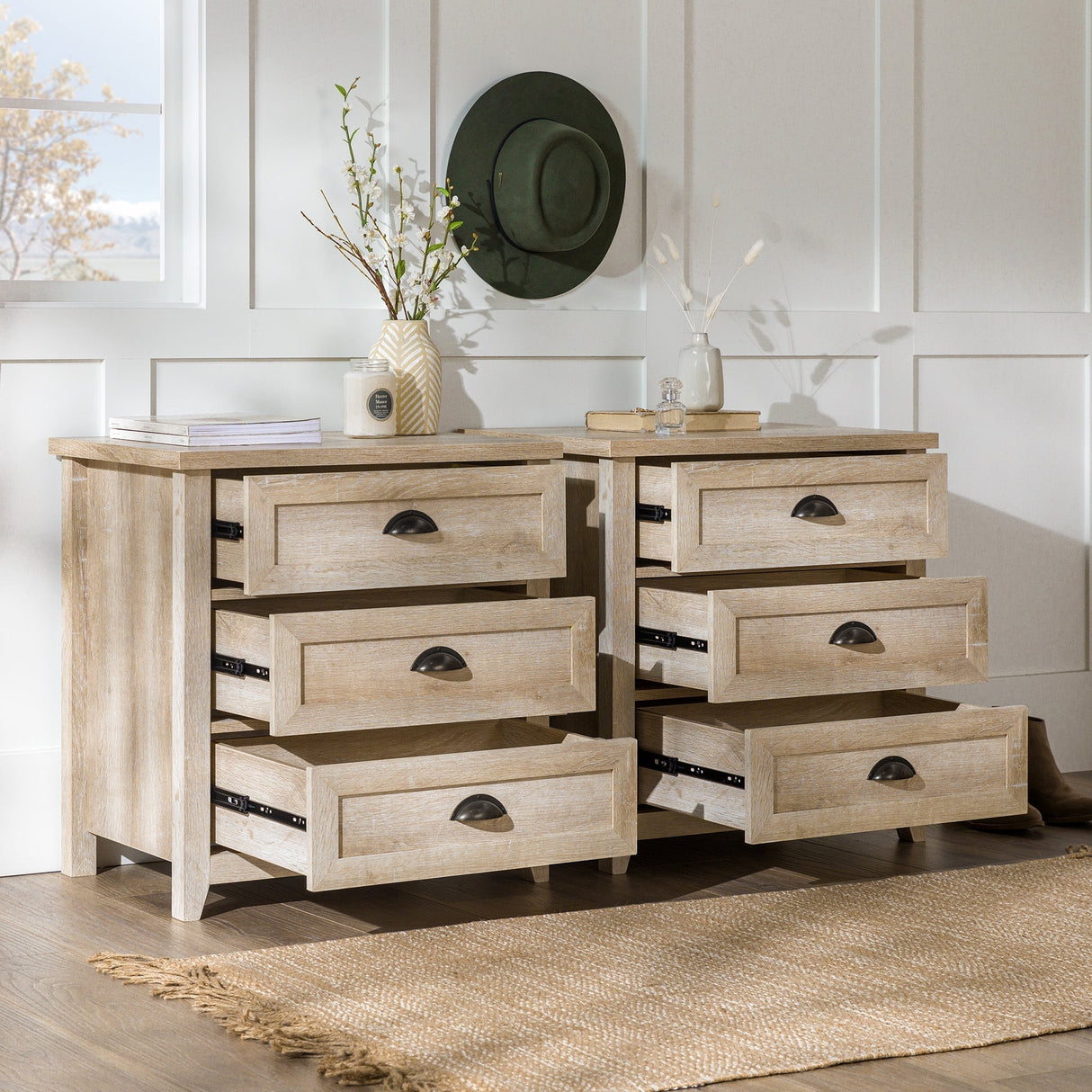 Odette Transitional Farmhouse Nightstand Collection-Bedroom-Parc Decor