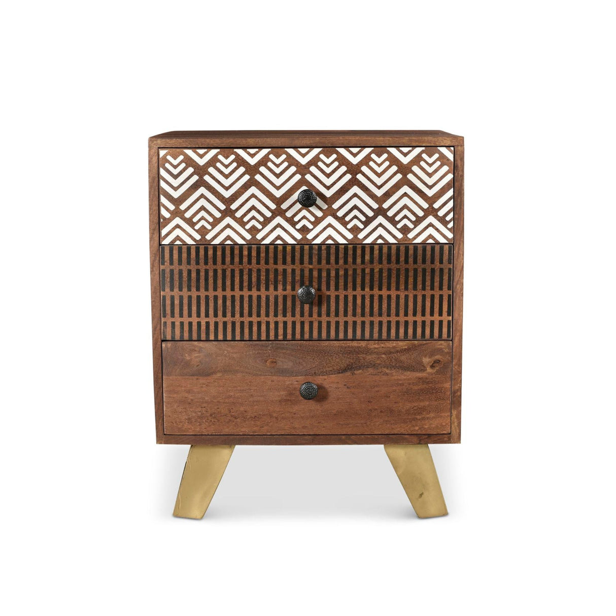 Olga Retro Side Table with Drawers-End table-Parc Decor