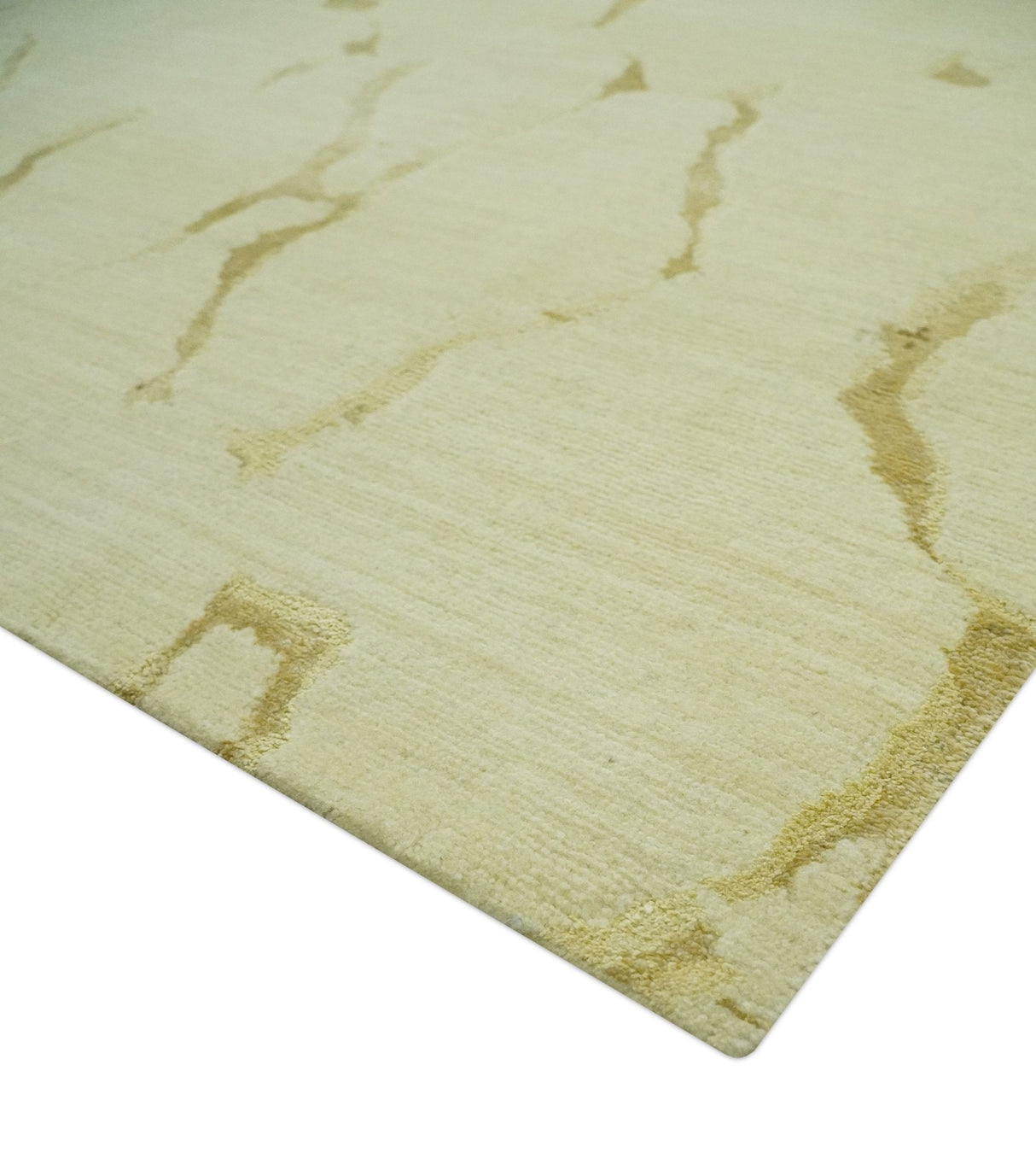 Olive and Gold Modern Abstract Design Hand loom 6x9 wool and Art silk Area Rug-Area Rug-Parc Decor