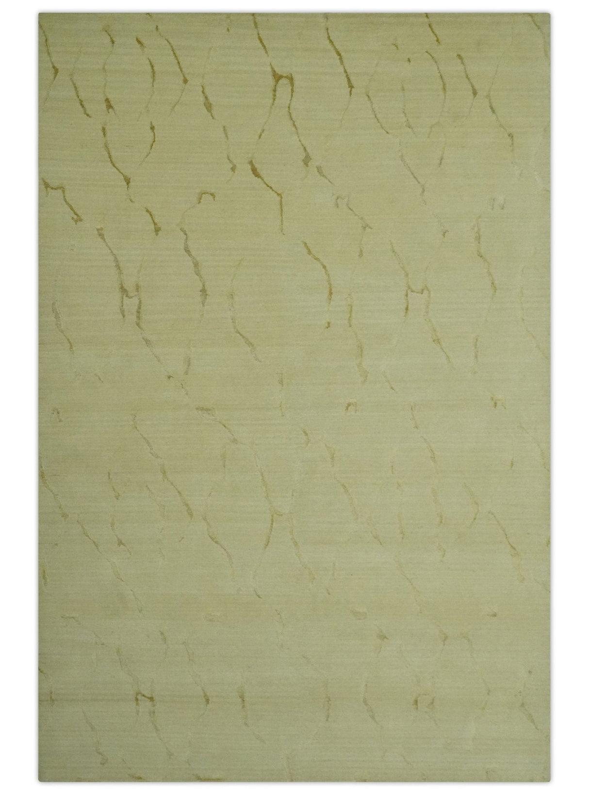 Olive and Gold Modern Abstract Design Hand loom 6x9 wool and Art silk Area Rug-Area Rug-Parc Decor