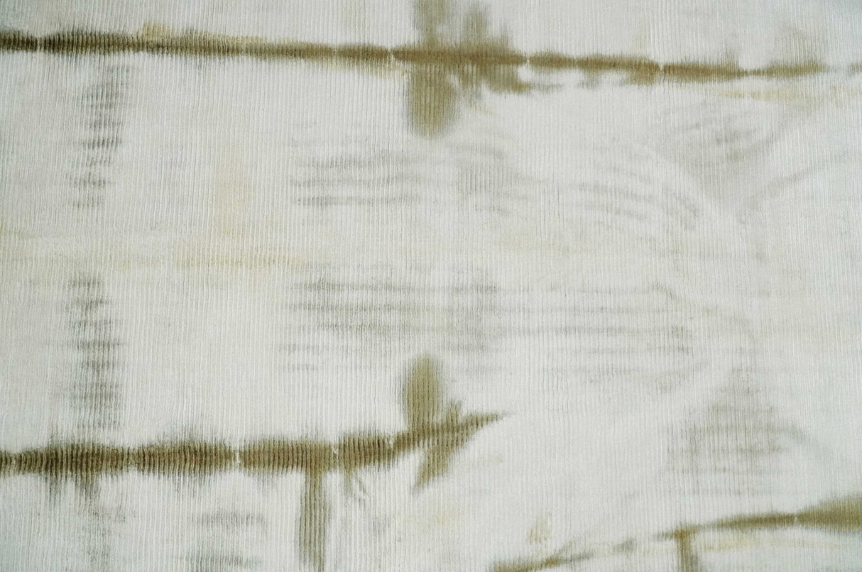 Olive and ivory 6x9 Modern Abstract Hand Woven Art Silk Rug | KNT1