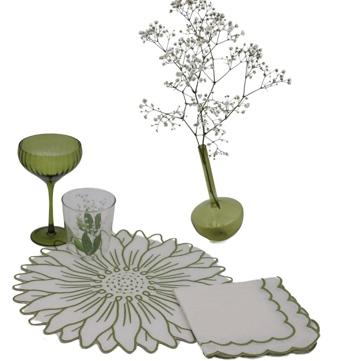 Olive Bloom Placemat - Set of 4-Placemat-Parc Decor