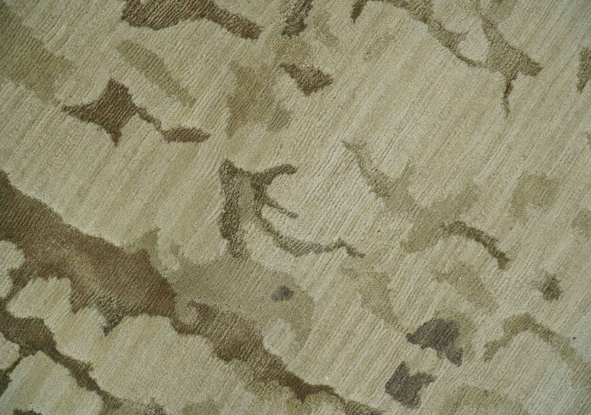 Olive, Brown and Charcoal Hand knotted 4x6 Abstract Wool and Art Silk Area Rug-Area Rug-Parc Decor