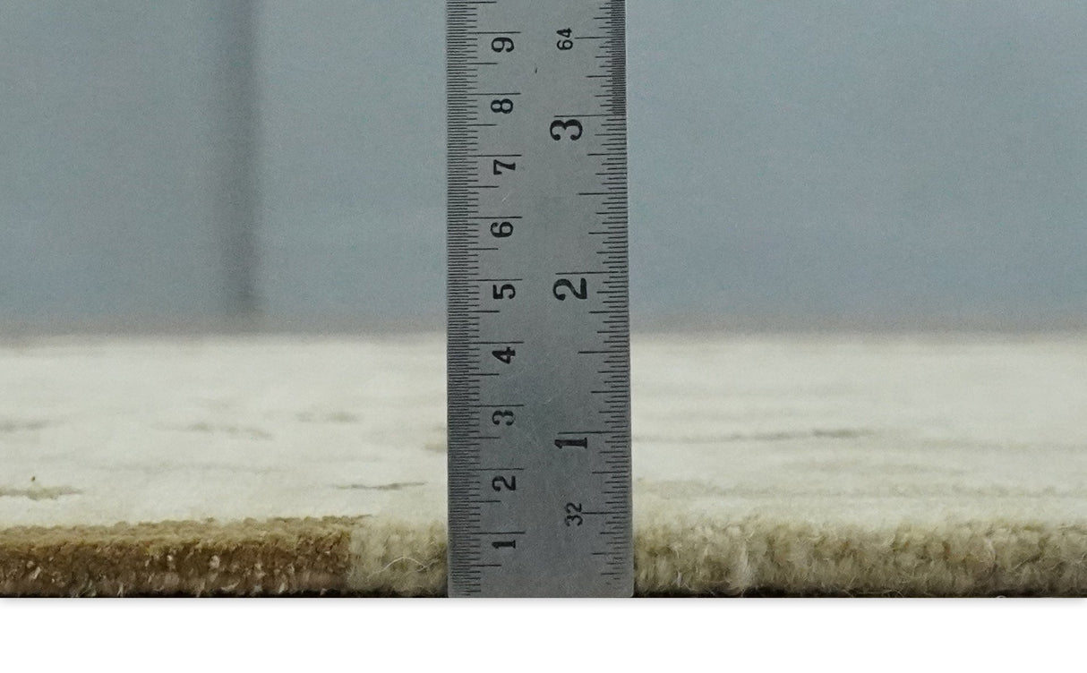 Olive, Brown and Charcoal Hand knotted 4x6 Abstract Wool and Art Silk Area Rug-Area Rug-Parc Decor