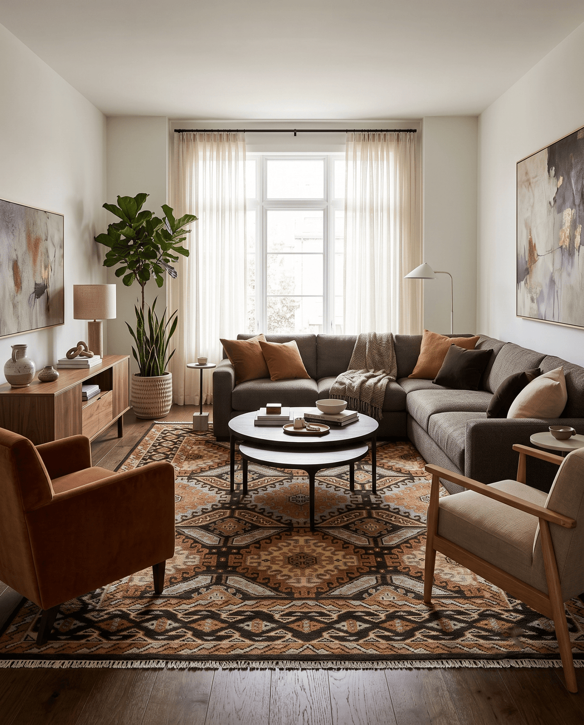 Olive, Gold, Black and Brown Oriental Traditional Hand Knotted Multi Size Wool Area Rug, Living Room and Bedroom Rug