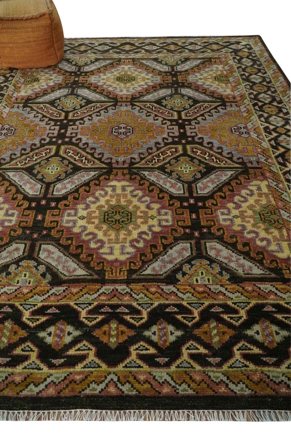 Olive, Gold, Black and Brown Oriental Traditional Hand Knotted Multi Size Wool Area Rug, Living Room and Bedroom Rug