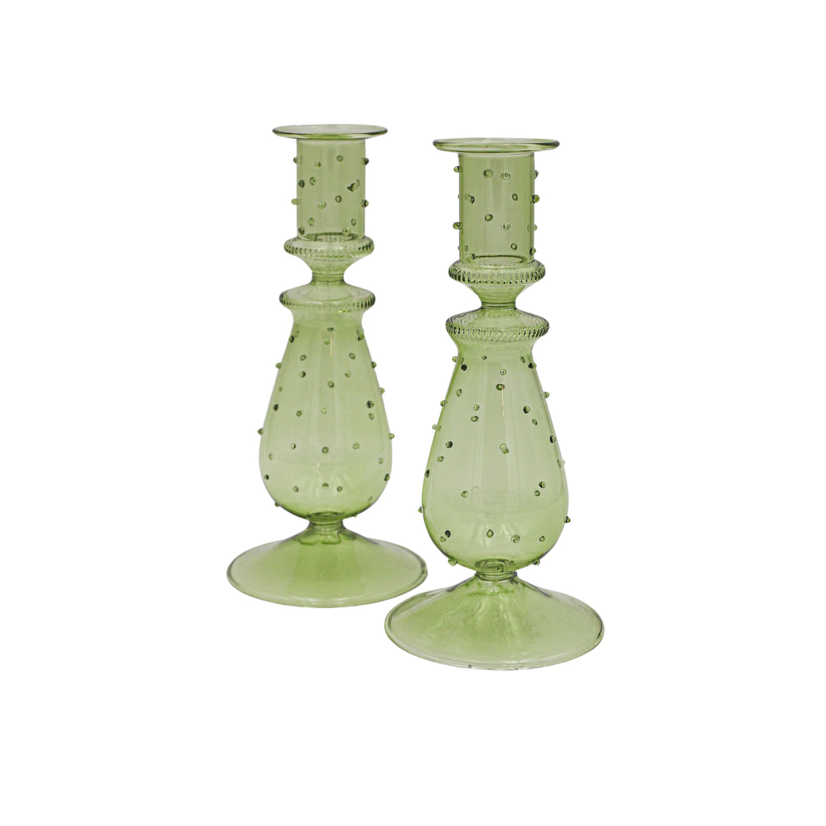 Olive Grove Dotty Glass Candle Holders – Pair