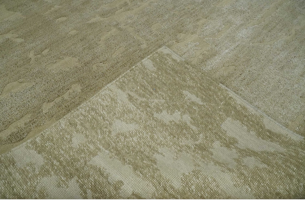 Olive Hand knotted Modern Carved Texture 4x6 Wool and art Silk Area Rug-Area Rug-Parc Decor