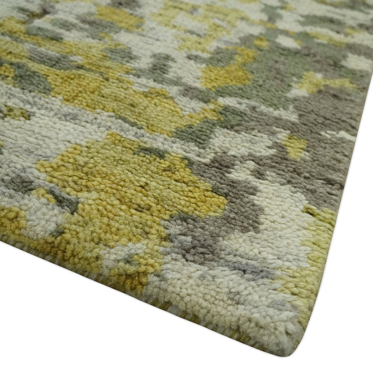 Olive, Ivory and Gray Modern abstract Hand Knotted 5x8 wool Area Rug