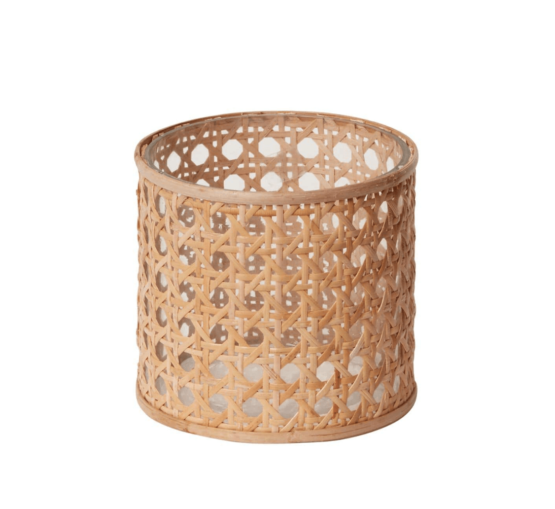 Oliver Cane Votive Candle Holder-Vases and Jars-Parc Decor