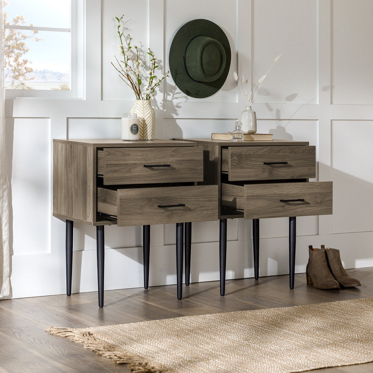 Olivia Two-Drawer Nightstand / Side Table, Set of 2-Occasional-Parc Decor