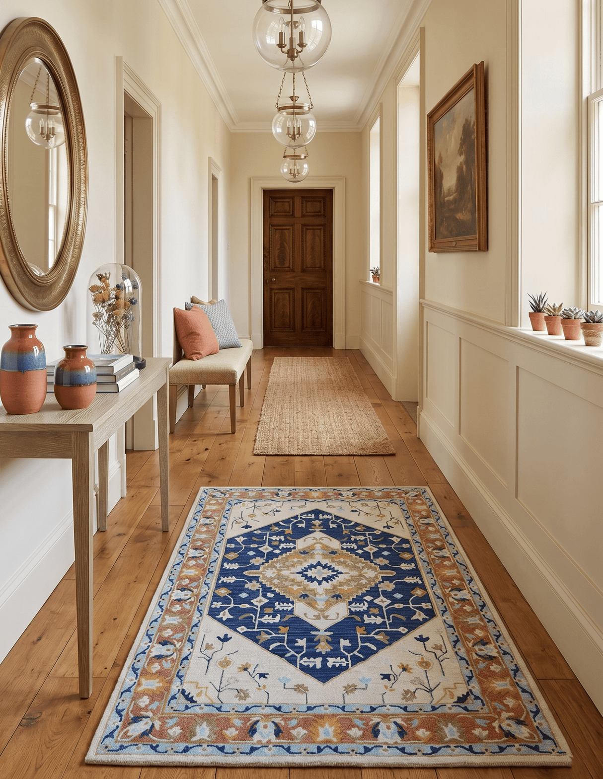 Ollie Traditional Blue And Ivory Hand Tufted Wool Rug