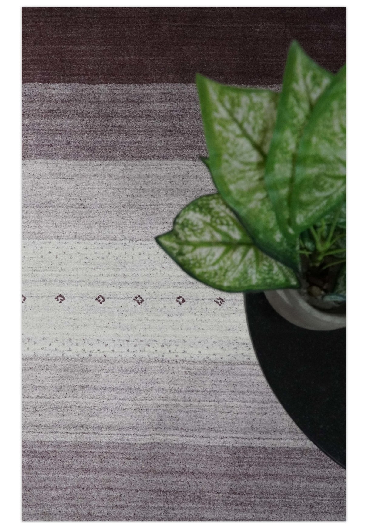 Ombre Purple and Ivory 5x7 Striped Wool and Bamboo Silk Hand Knotted Rug