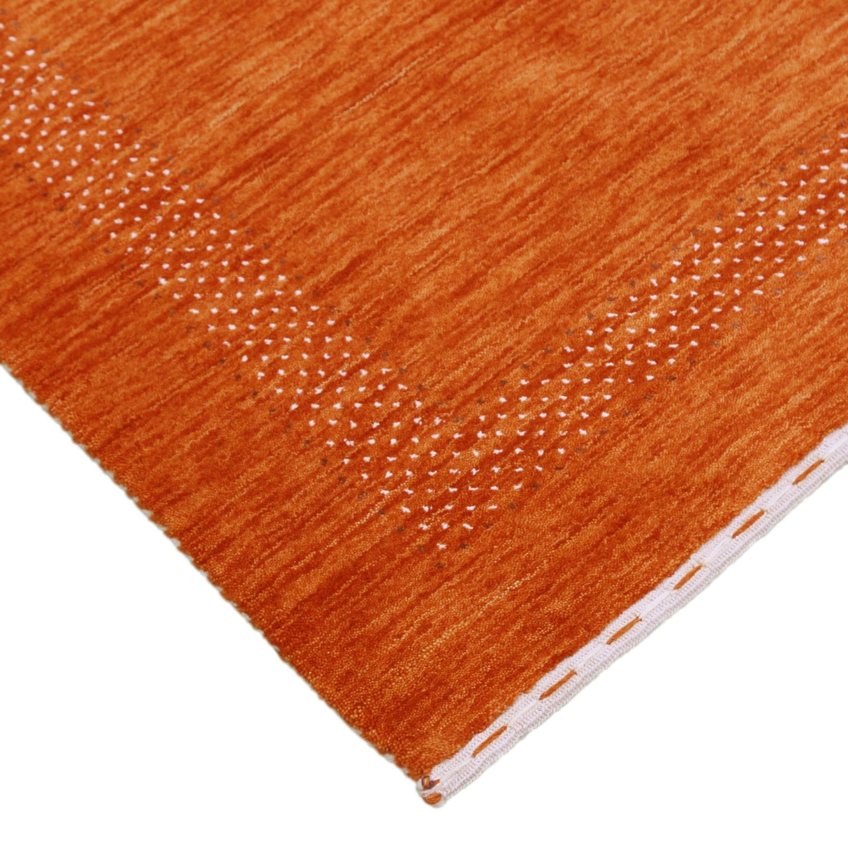 Orange And White Modern Design Hand Loomed Wool Area Rug