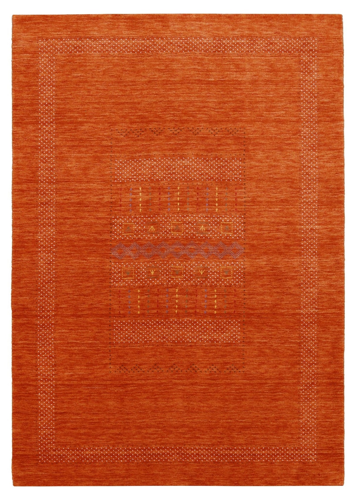 Orange And White Modern Design Hand Loomed Wool Area Rug