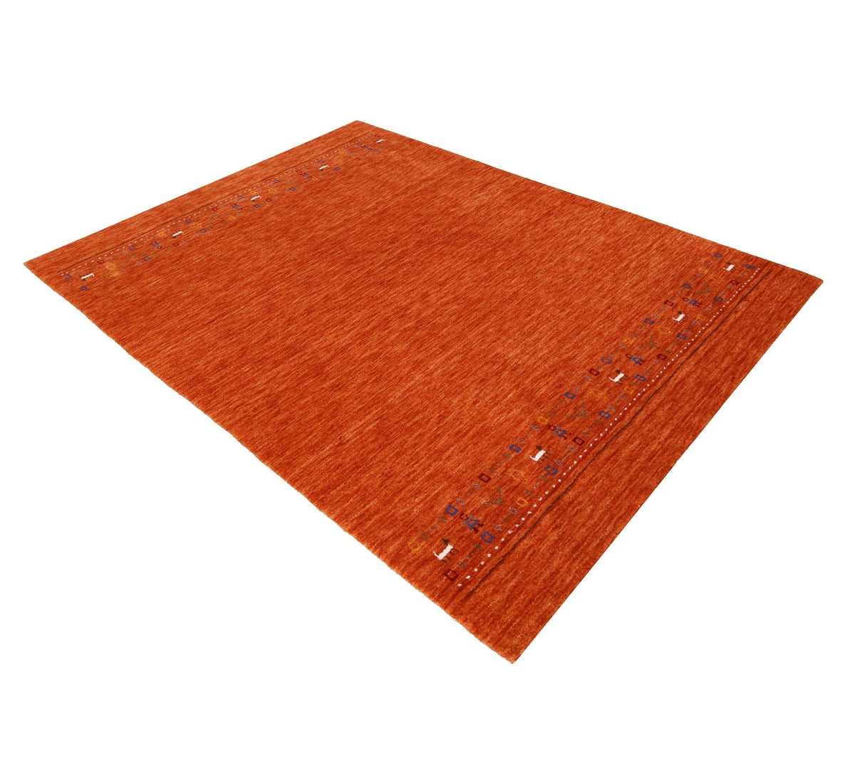 Orange Contemporary Design Hand Loomed Wool Area Rug