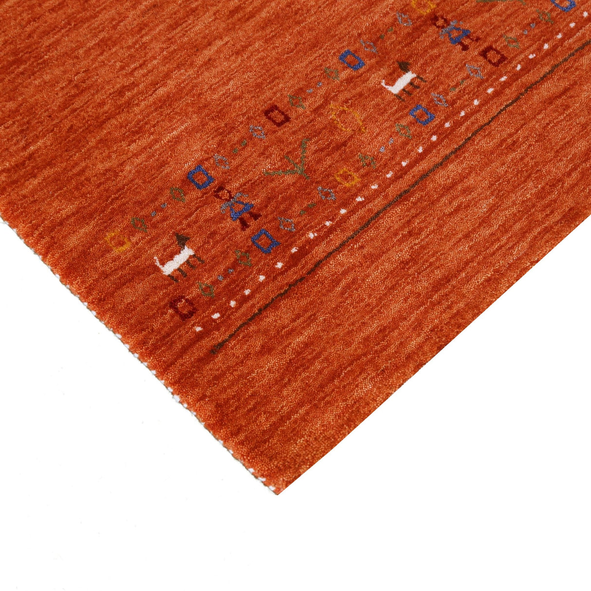 Orange Contemporary Design Hand Loomed Wool Area Rug