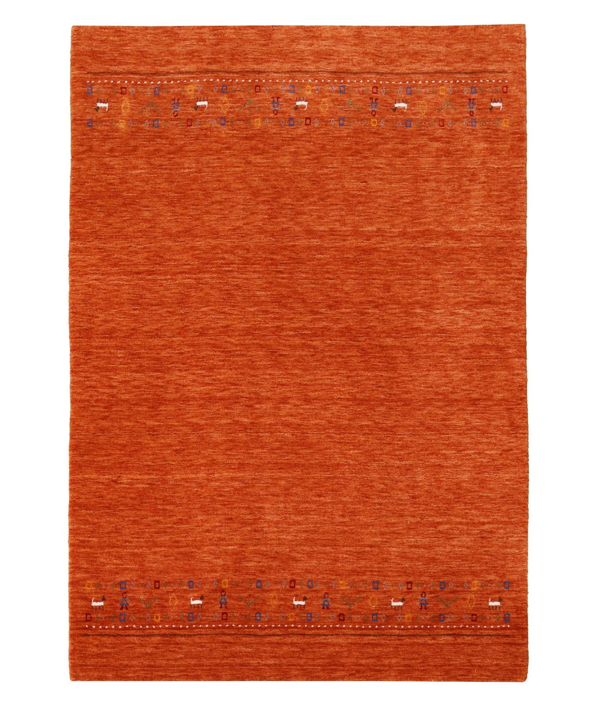 Orange Contemporary Design Hand Loomed Wool Area Rug