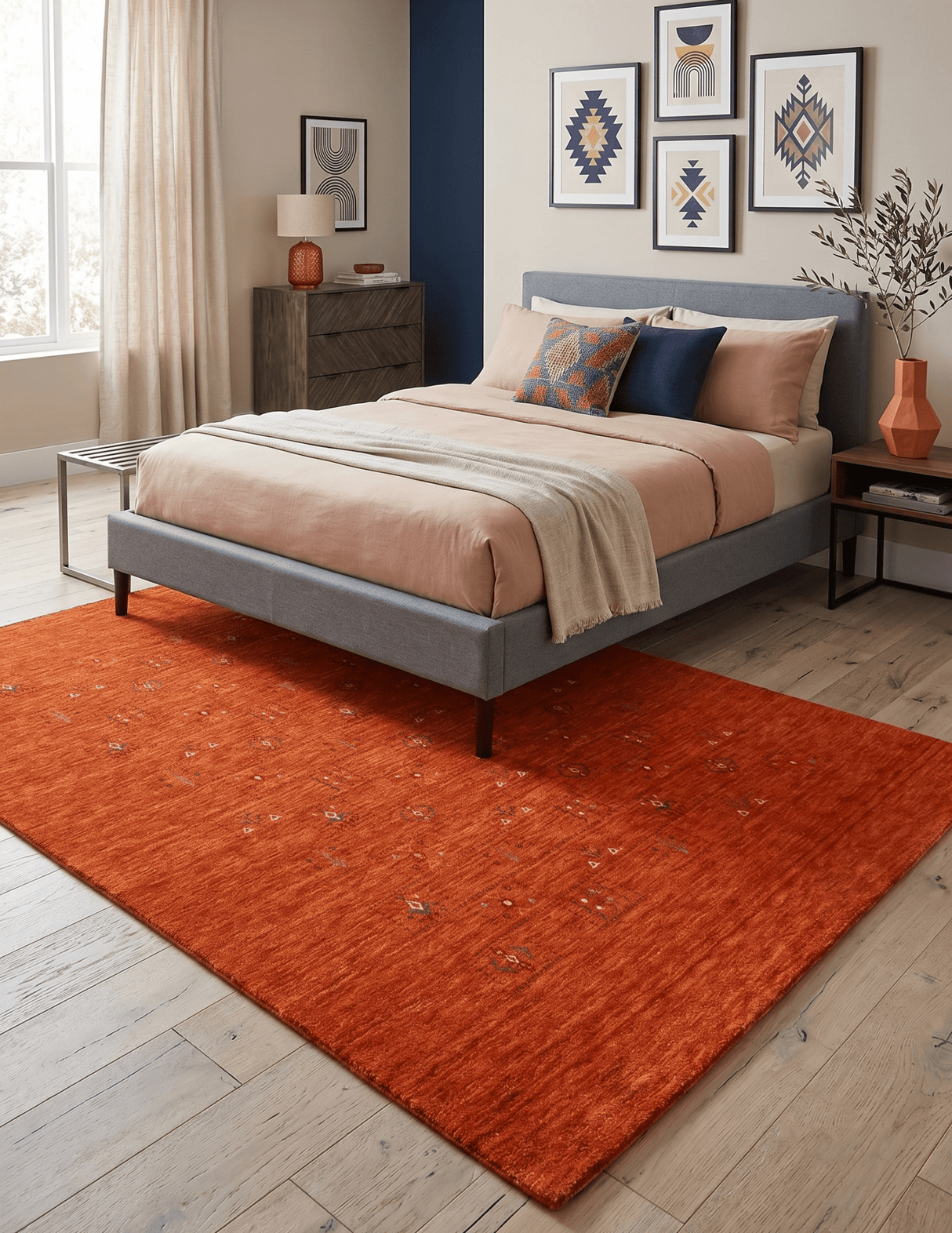 Orange Tribal Center Medallion Hand Loomed Wool Area Rug