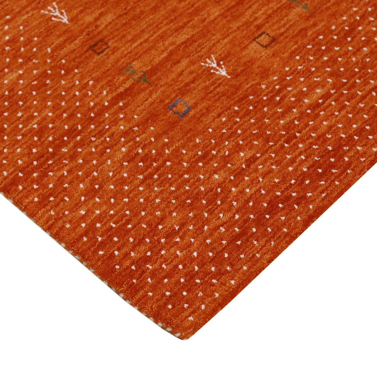 Orange Tribal Gabbeh Border Design Hand Loomed Wool Area Rug