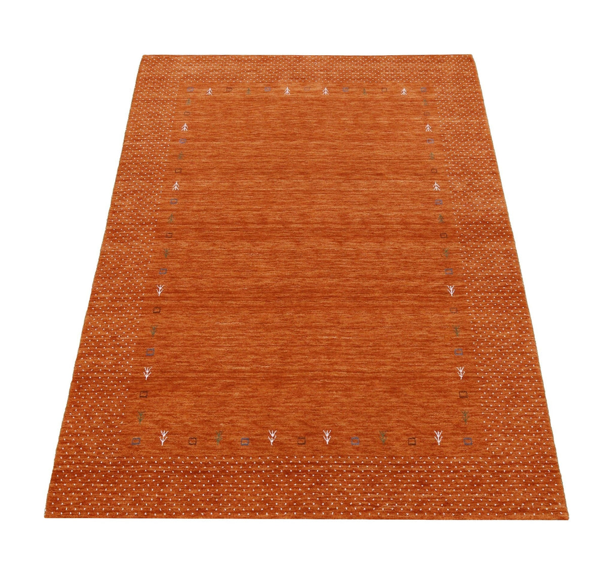 Orange Tribal Gabbeh Border Design Hand Loomed Wool Area Rug