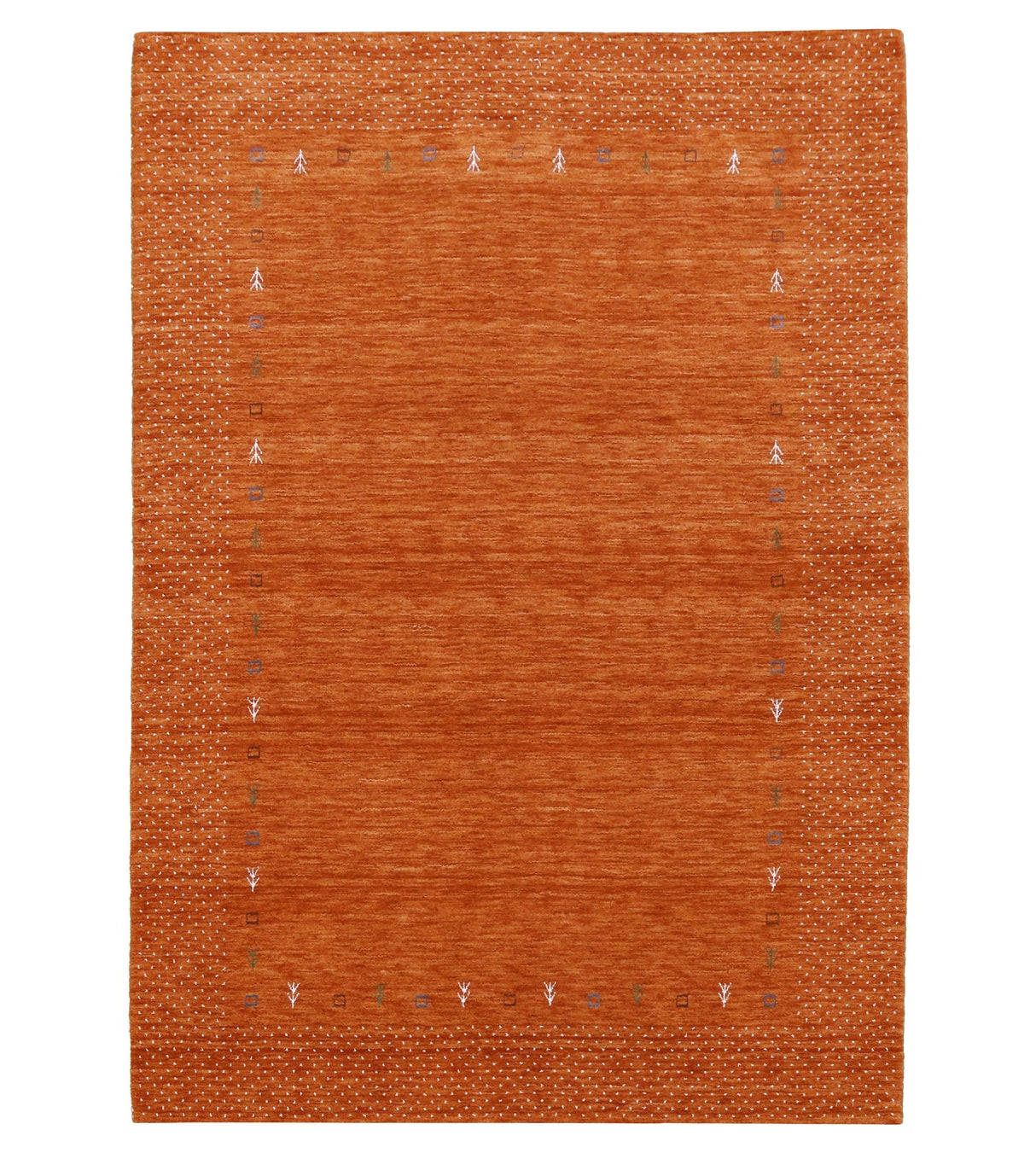 Orange Tribal Gabbeh Border Design Hand Loomed Wool Area Rug