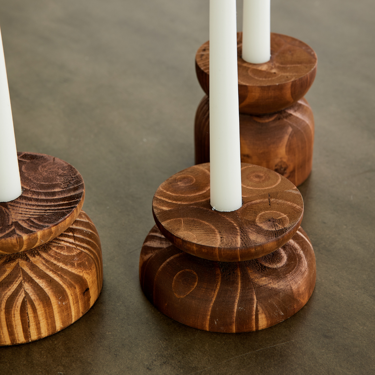 Organic Wood Taper Candlestick Holder-All Products-Parc Decor