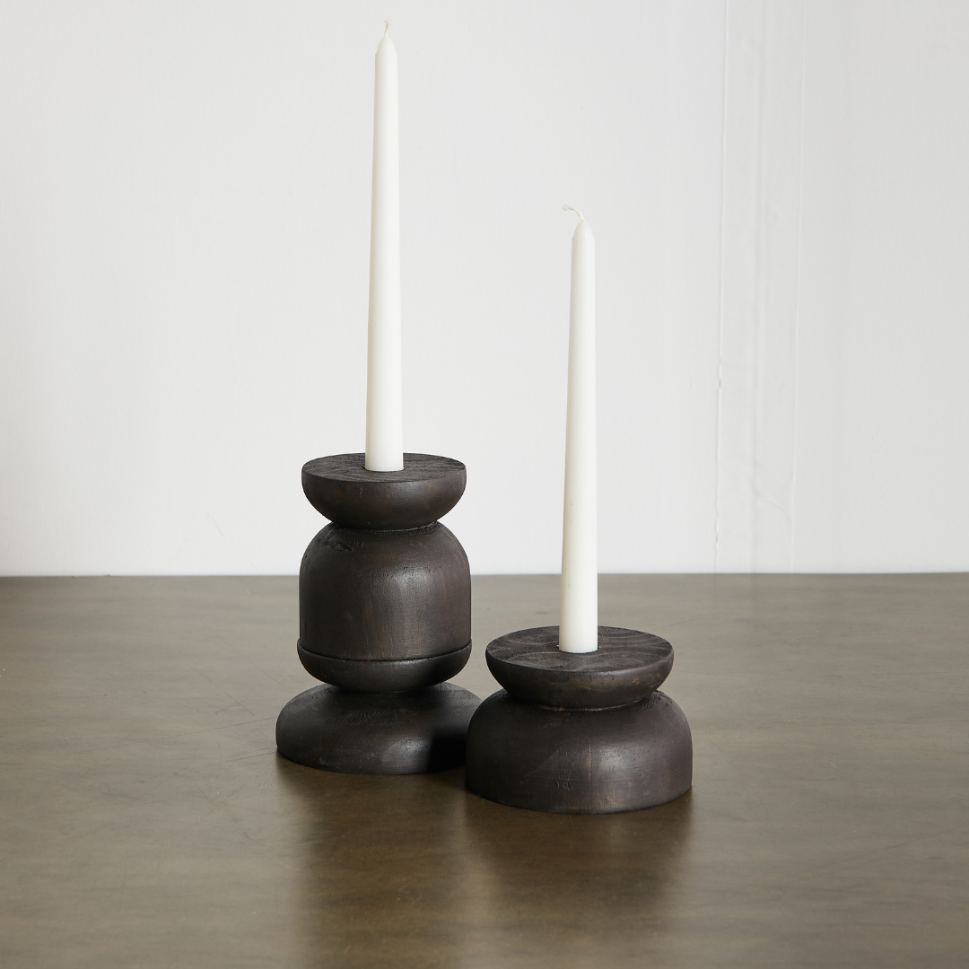 Organic Wood Taper Candlestick Holder-All Products-Parc Decor
