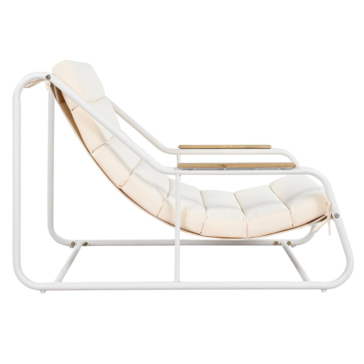 Outdoor Chaise Lounge Chairs Set of 3 with Acacia Side Table, Pool Lounge Chairs for Lawn, Deck, Beach-户外家居套装-Parc Decor