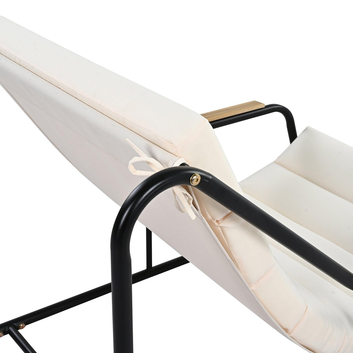 Outdoor Chaise Lounge Chairs Set of 3 with Acacia Side Table, Pool Lounge Chairs for Lawn, Deck, Beach-户外家居套装-Parc Decor