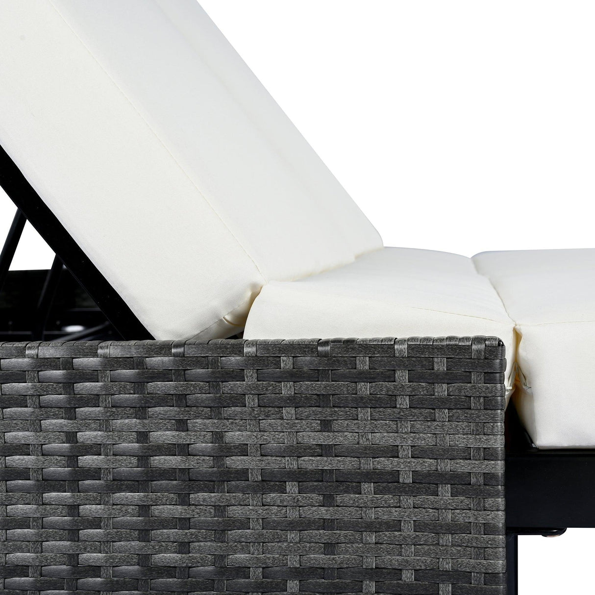 Outdoor Daybed, Patio Rattan Daybed with 5-Position Adjustable Backrest and Removable Cushions & Pillows for Garden, Backyard, Poolside-户外家居套装-Parc Decor