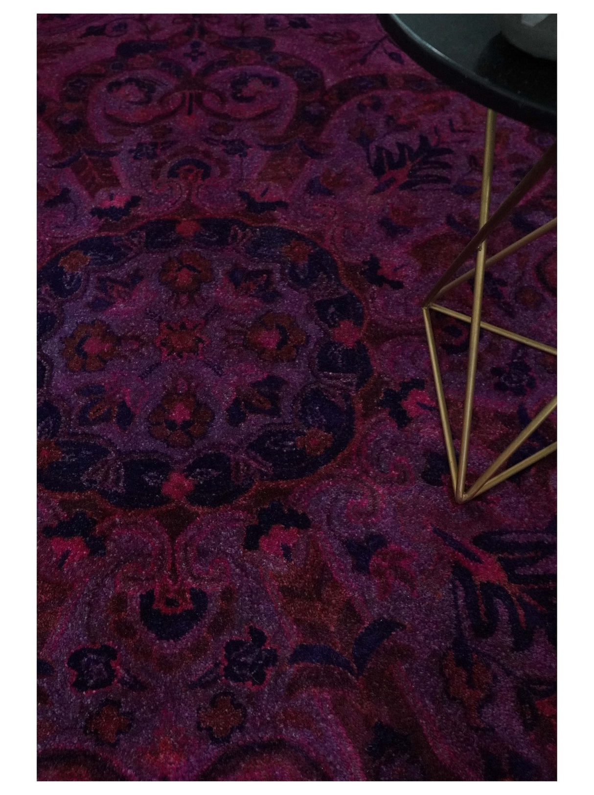 Overdyed Pink Traditional Floral Design Hand Tufted Wool Area Rug