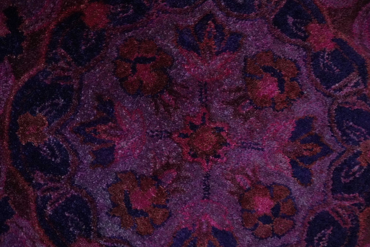 Overdyed Pink Traditional Floral Design Hand Tufted Wool Area Rug