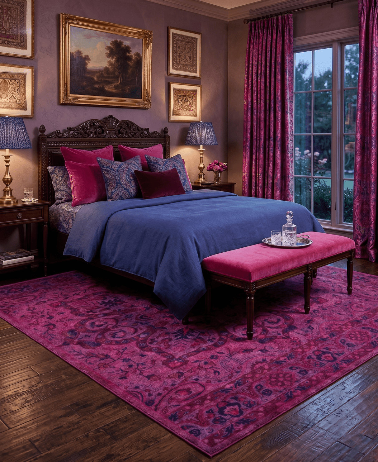 Overdyed Pink Traditional Floral Design Hand Tufted Wool Area Rug