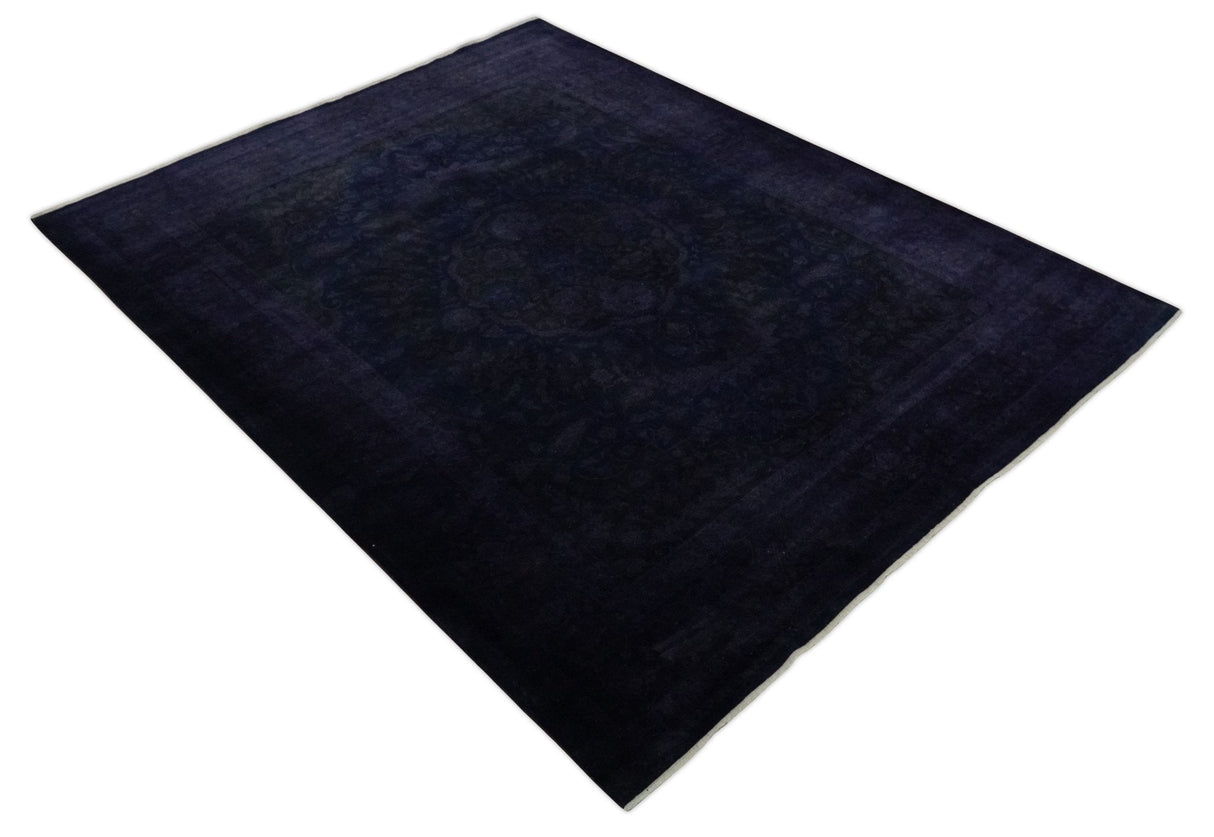 Overdyed Royal Dark Purple Hand Knotted 8x10 Traditional Oushak Design Wool Accent Rug | N362810-Area Rug-Parc Decor
