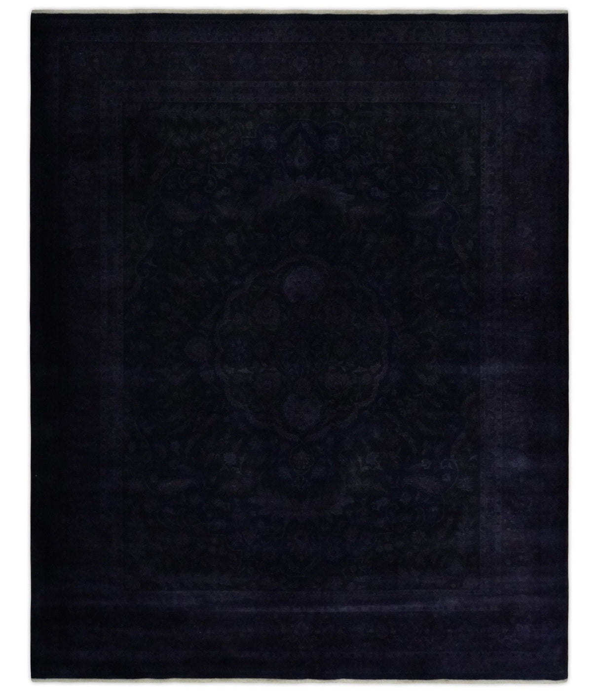 Overdyed Royal Dark Purple Hand Knotted 8x10 Traditional Oushak Design Wool Accent Rug | N362810-Area Rug-Parc Decor