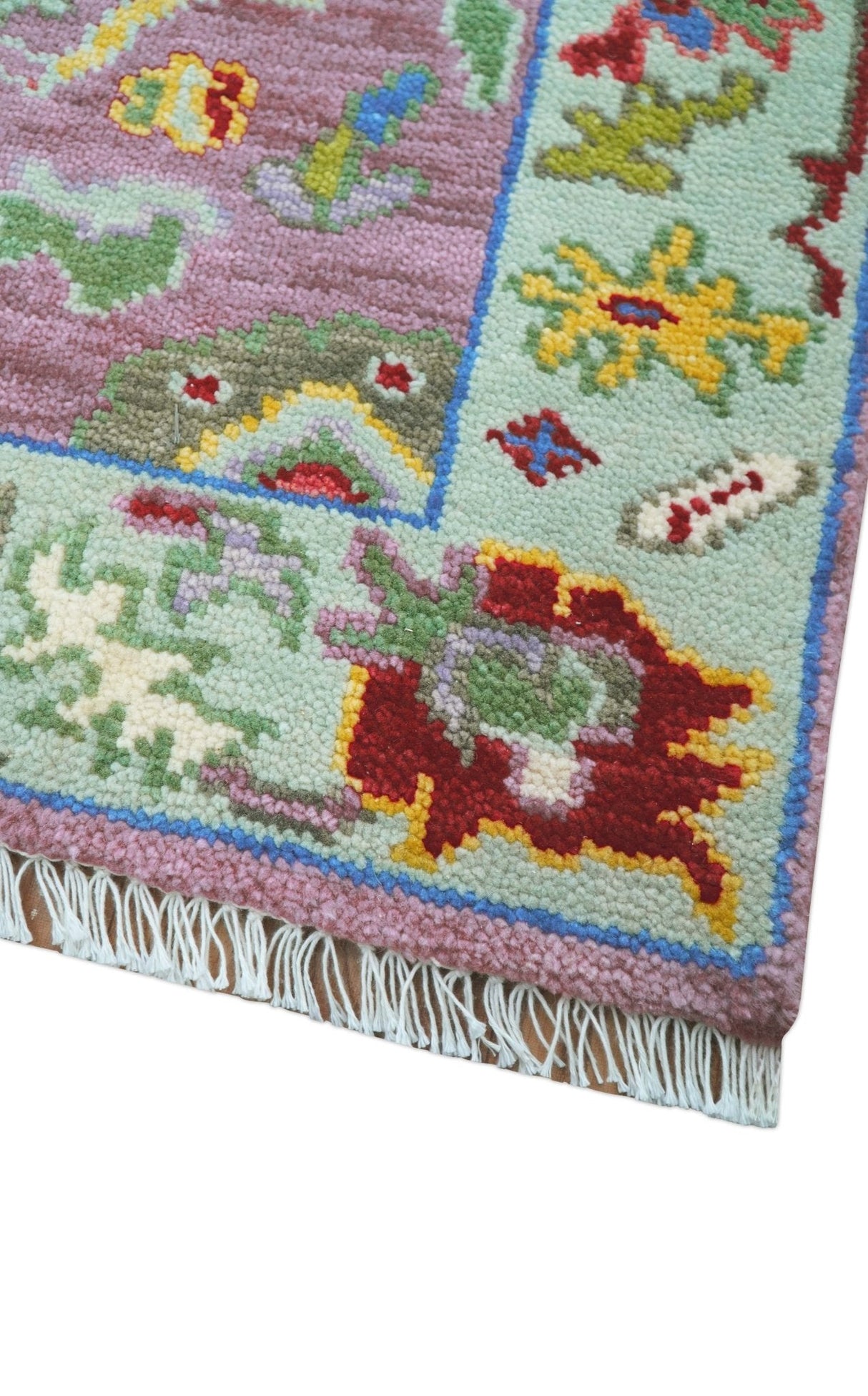 Oversize Runner 3x15 Pink And Blue Hand Knotted Wool Rug