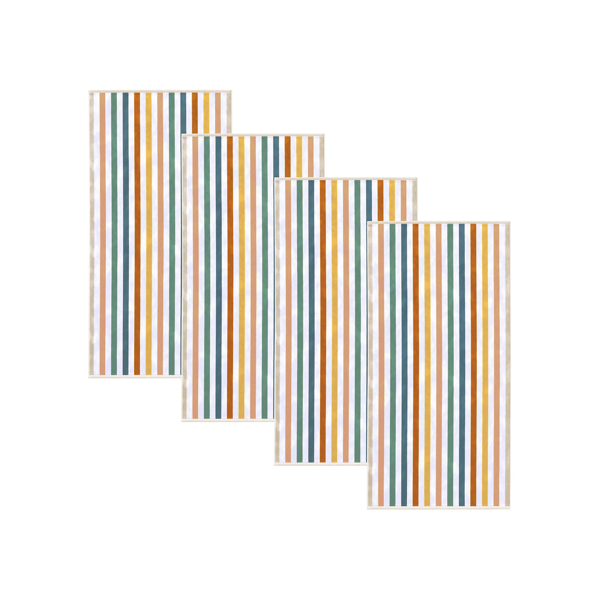 Oversized Striped Border Cabana Beach Towels - Santa Cruz
