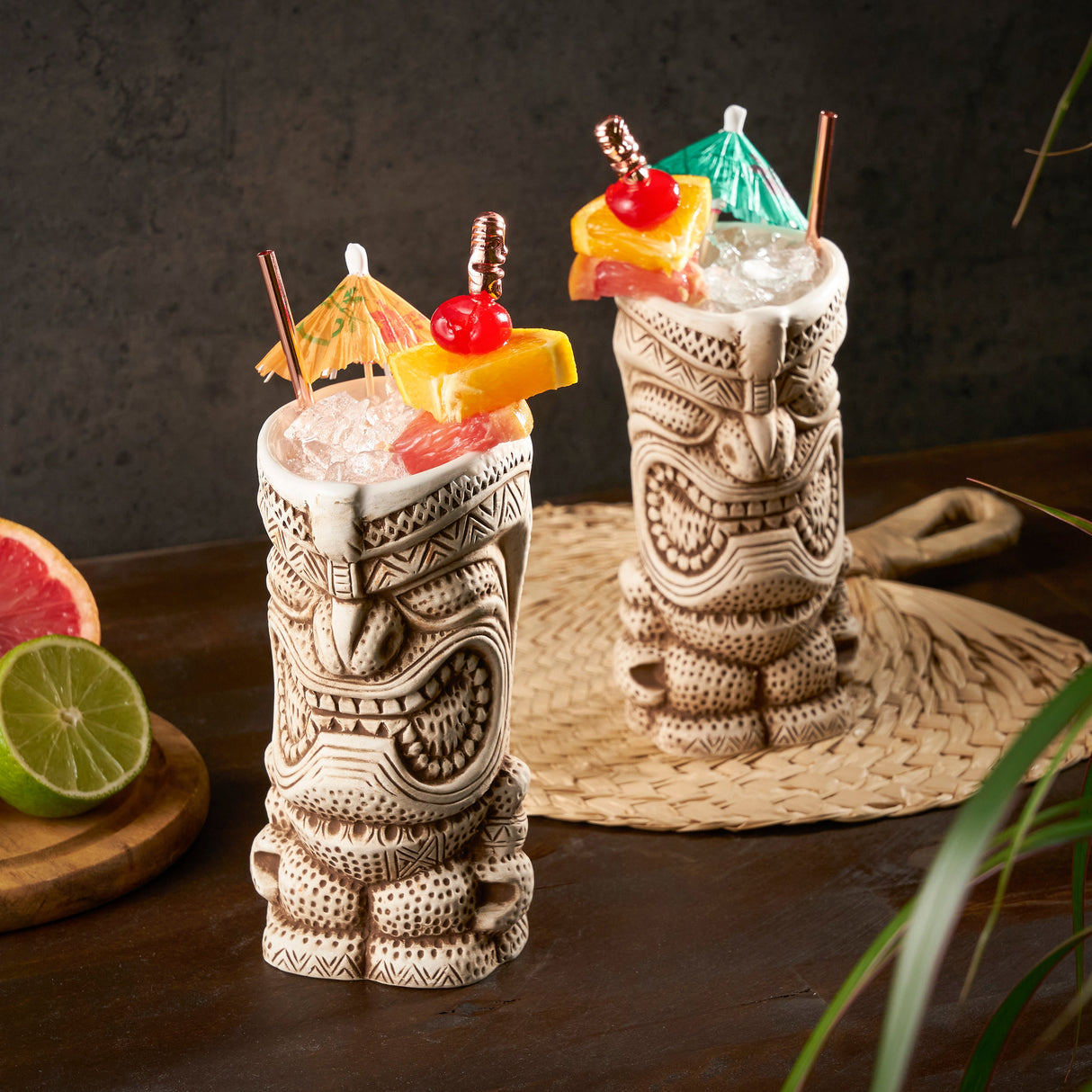 Pacific High Tide Tiki Mugs Set of 2-product_type::stemless_cocktail_glasses-Parc Decor