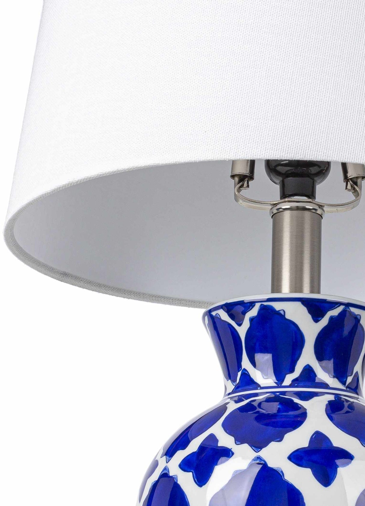 Pangian White & Blue Patterned Ceramic Table Lamp-Lighting-Parc Decor