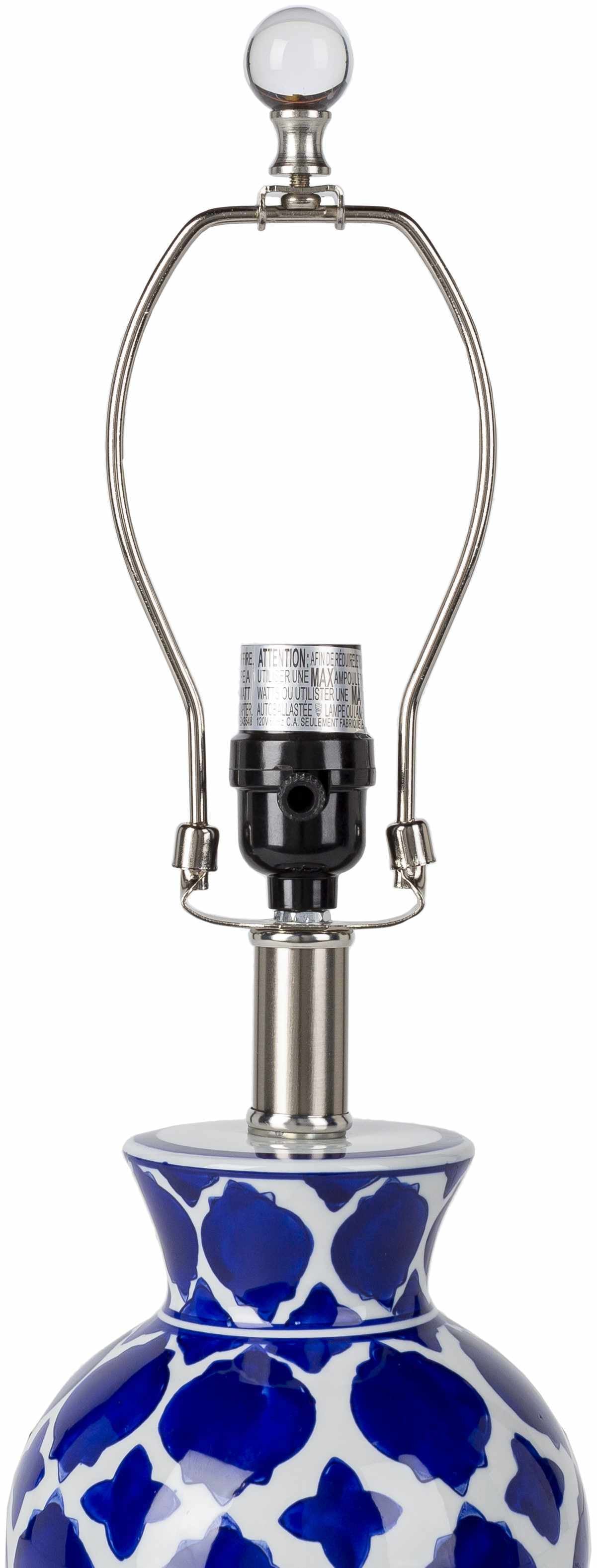 Pangian White & Blue Patterned Ceramic Table Lamp-Lighting-Parc Decor