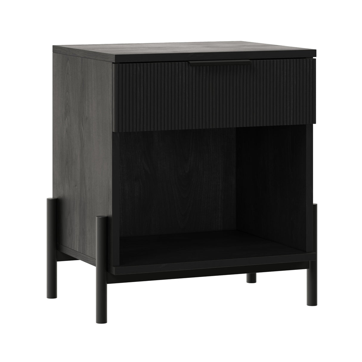 Paris Modern Scandinavian Reeded Nightstand-Bedroom-Parc Decor