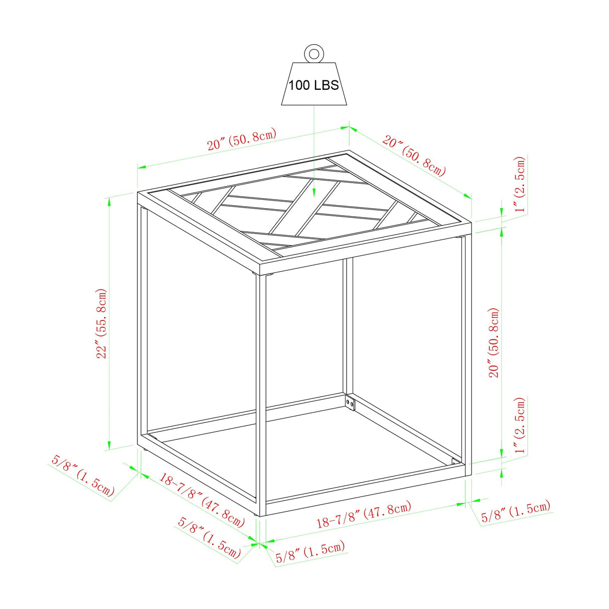 Parquet 20" Square Side Table-Occasional-Parc Decor