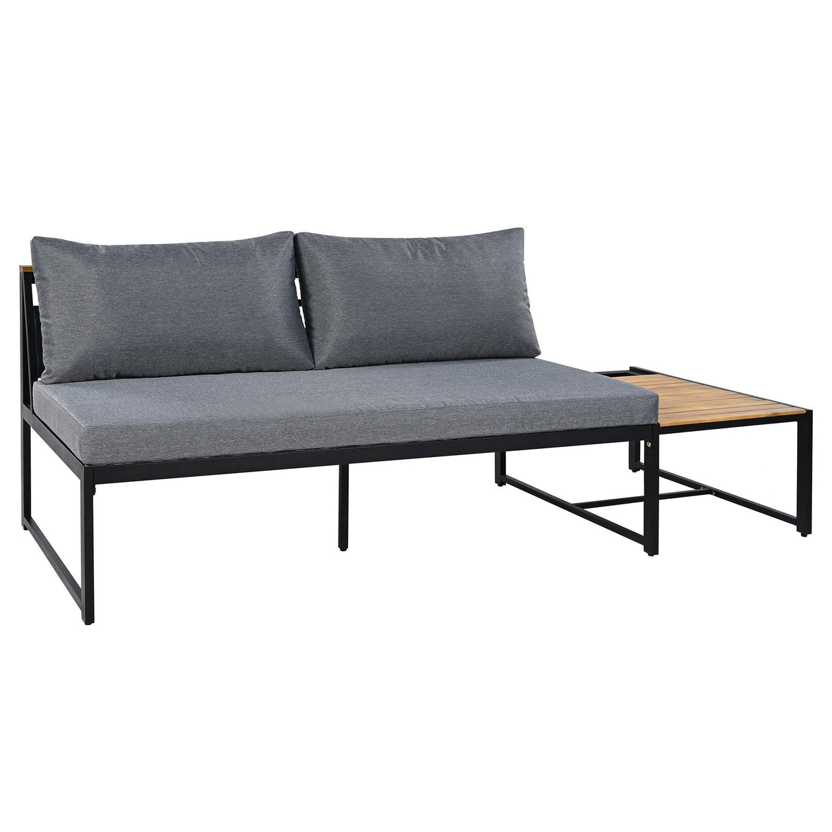 Patio Furniture Set with Loveseats, 4 Pieces Outdoor Sofa Set with Waterproof Cushions, Durable Iron-Wood Design for Garden, Backyard, Poolside-户外组合沙发套装-Parc Decor