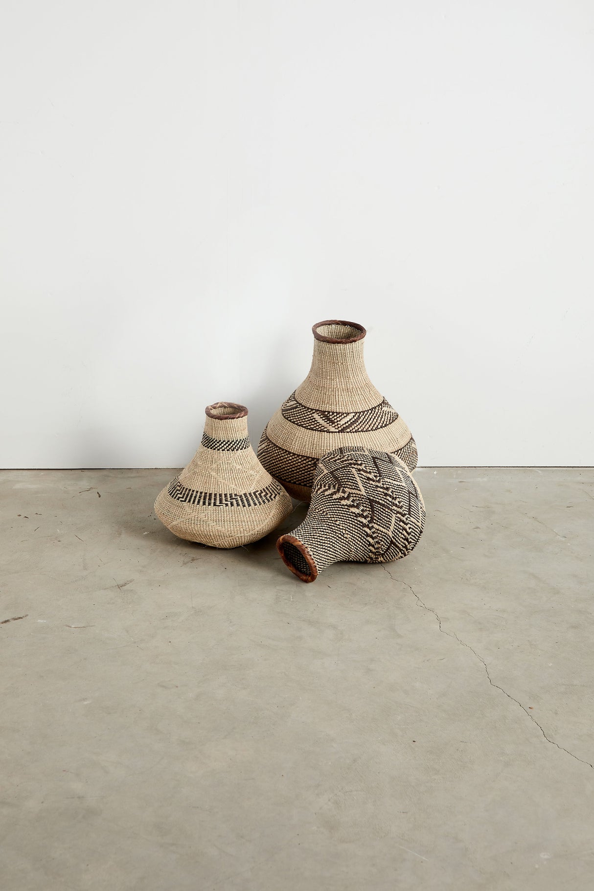 Patterned Binga Nongo Gourd Woven Basket-Baskets & Vessels-Parc Decor