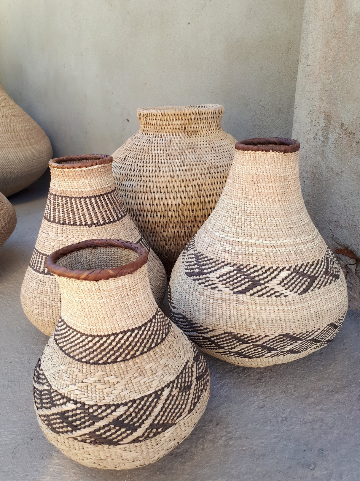 Patterned Binga Nongo Gourd Woven Basket-Baskets & Vessels-Parc Decor