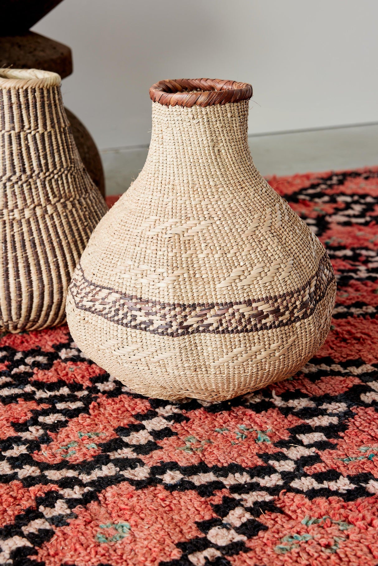 Patterned Binga Nongo Gourd Woven Basket-Baskets & Vessels-Parc Decor